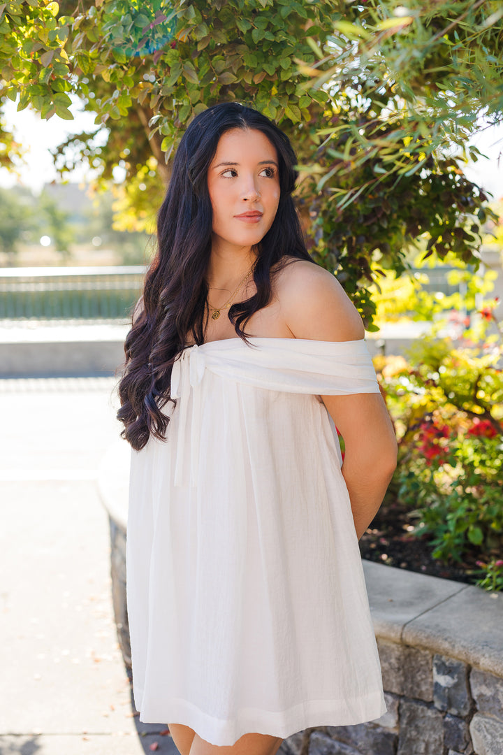 The Charming Charlie White Off The Shoulder Mini Dress