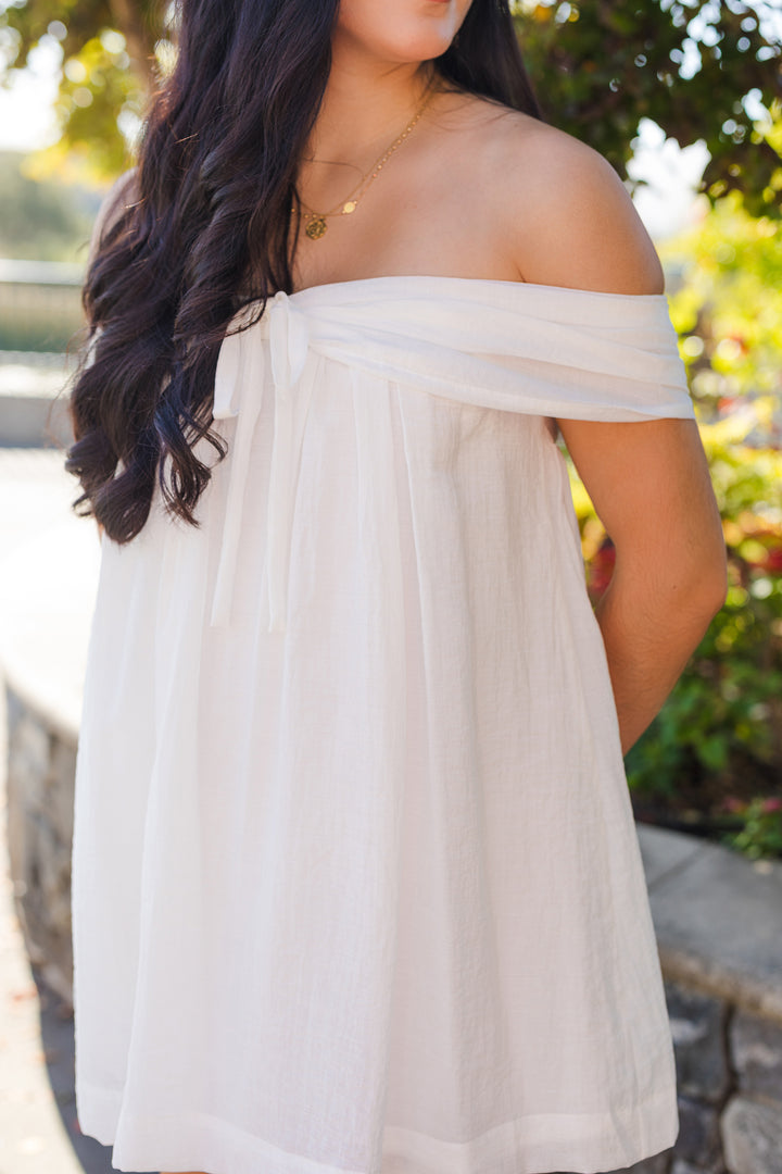 The Charming Charlie White Off The Shoulder Mini Dress