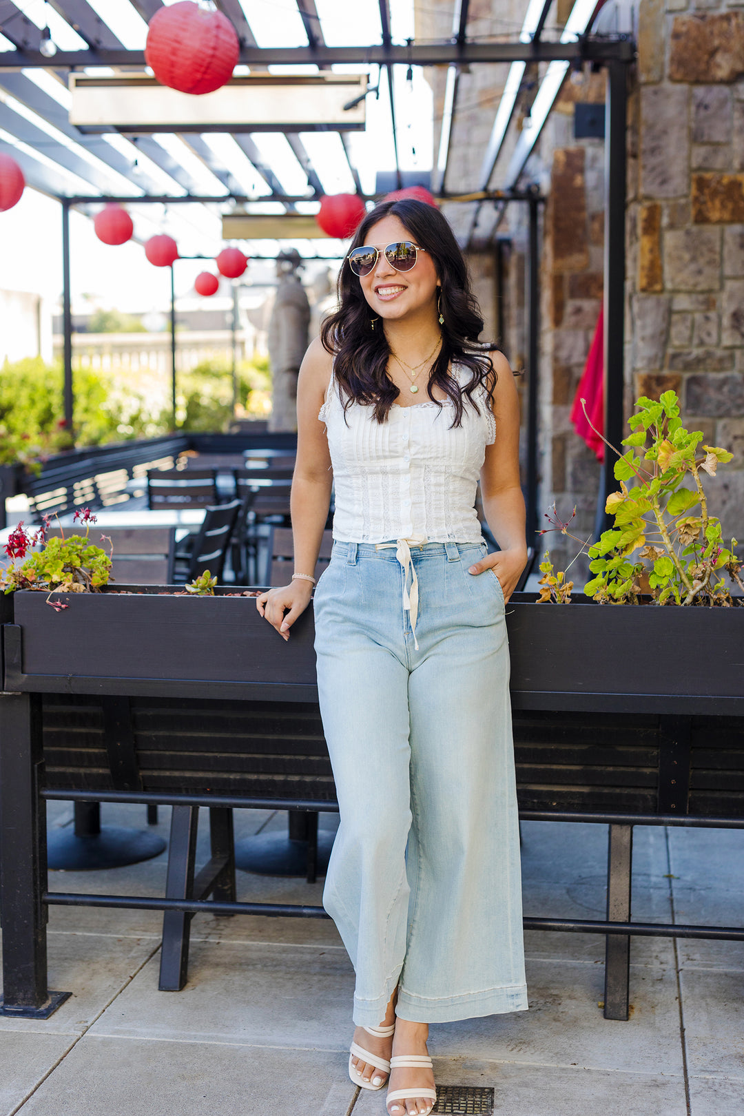 The Driftwood Washed Denim Wide Leg Pants