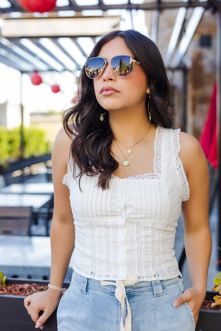 The Rodeo Romance White Lace Top