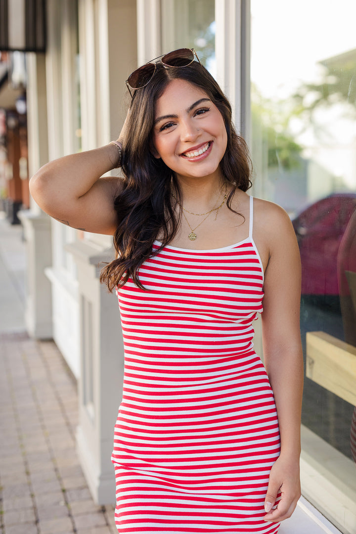 The Poolside Striped Midi Dress