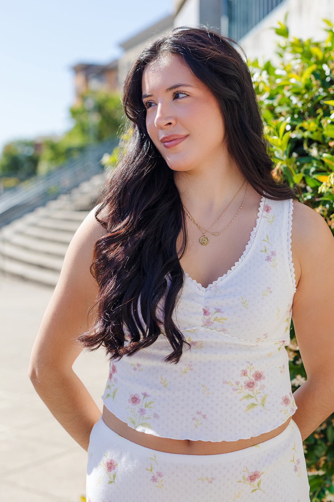 The Right Time Floral Lace Trimmed Pointelle Top