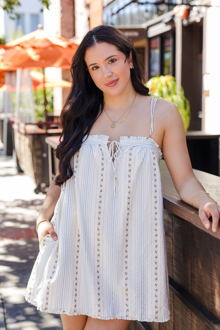 White Shoulder Tie Sleeveless Mini Dress - Beach Babe
