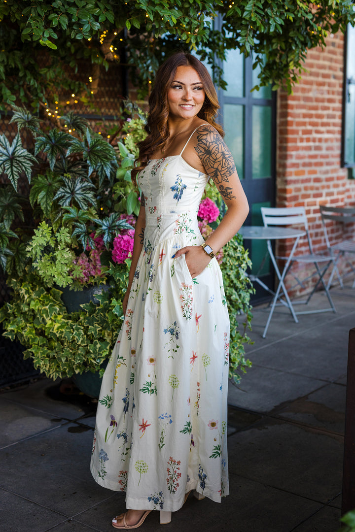 The Hope In Bloom Floral Print Drop Waist Maxi Dress
