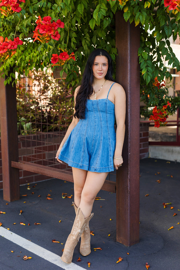 The Cutie In Denim Washed Romper