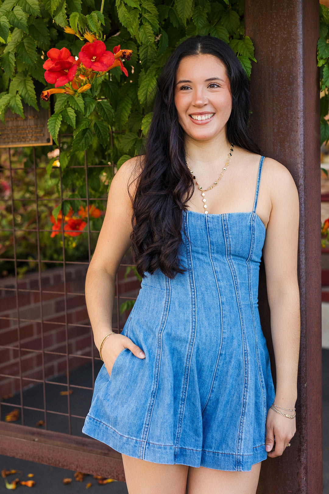 The Cutie In Denim Washed Romper