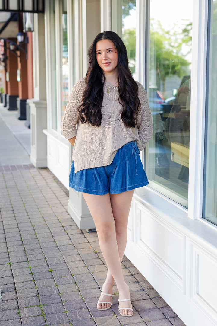 The First Pick Pleated Denim Skort