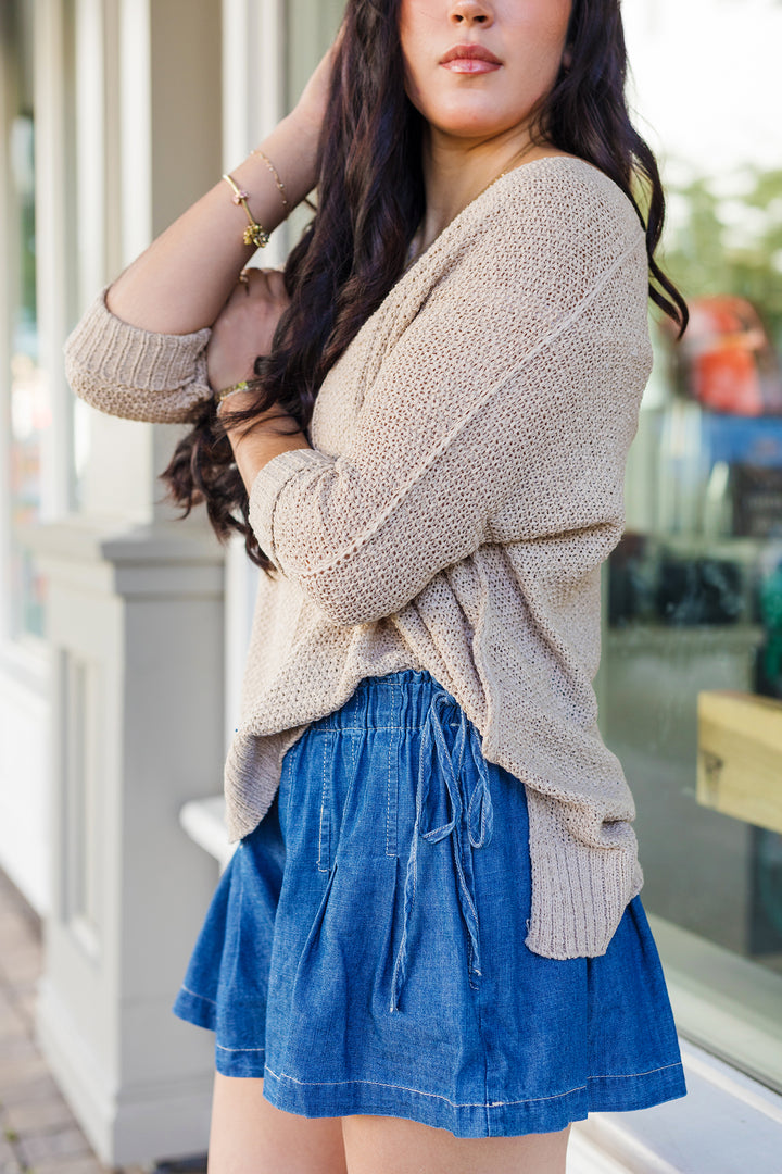 The First Pick Pleated Denim Skort