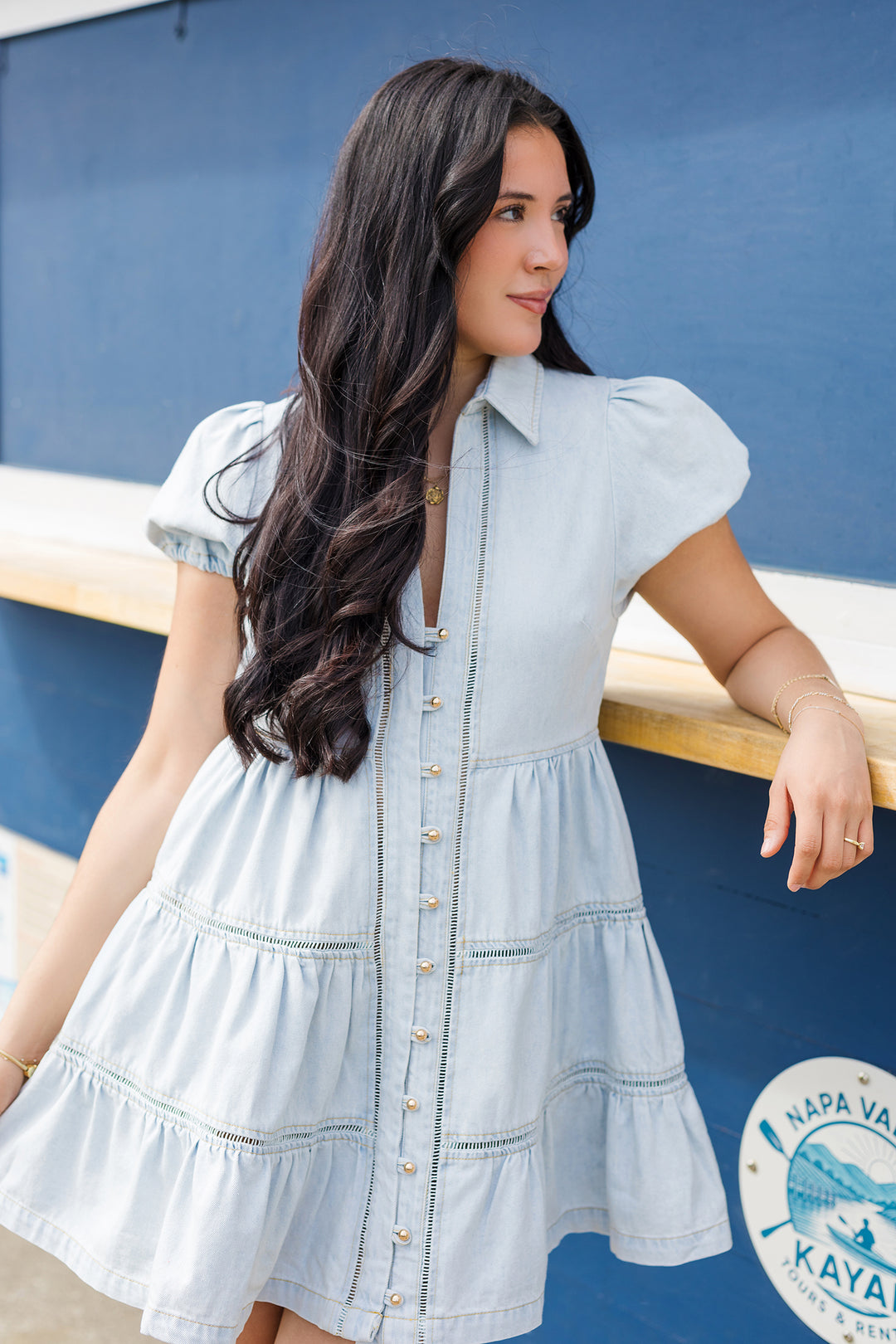 denim dress with gold hearts Denim Dress Hearts M