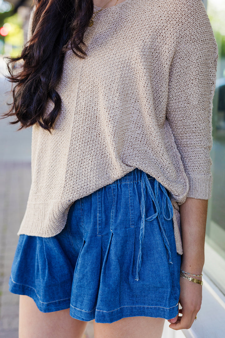 The First Pick Pleated Denim Skort