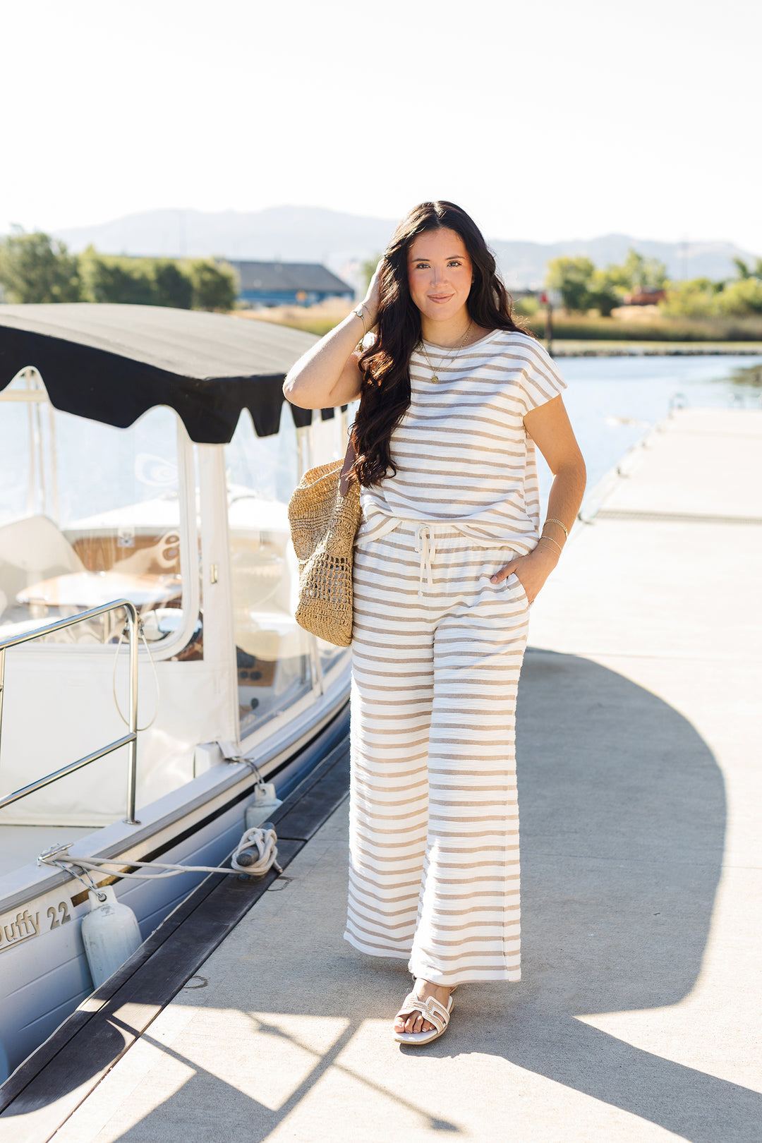 The Lexi Stripe Short Sleeve Knit Top