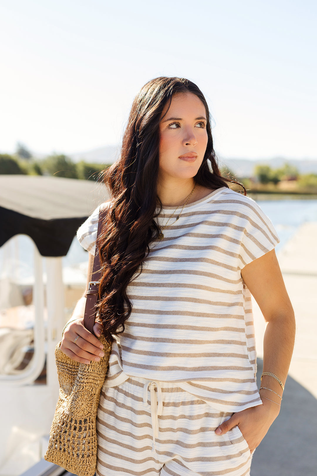 The Lexi Stripe Short Sleeve Knit Top
