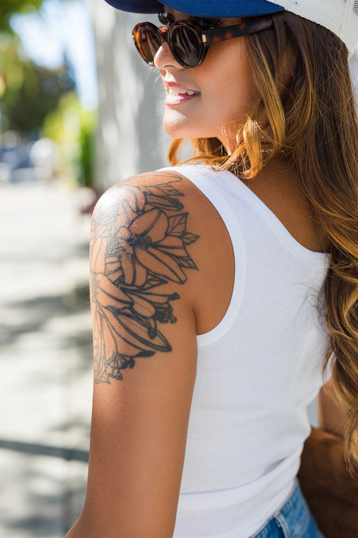 The LA Embroidered Cropped Knit Tank Top