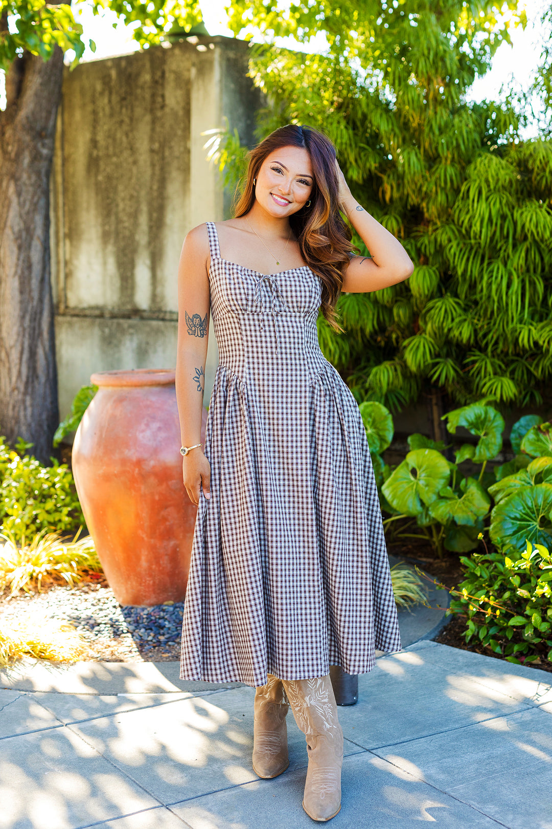 Gingham Midi Dress