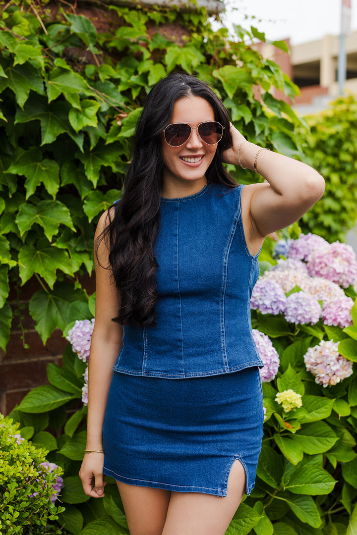 The County Fair Denim Top and Skirt Set