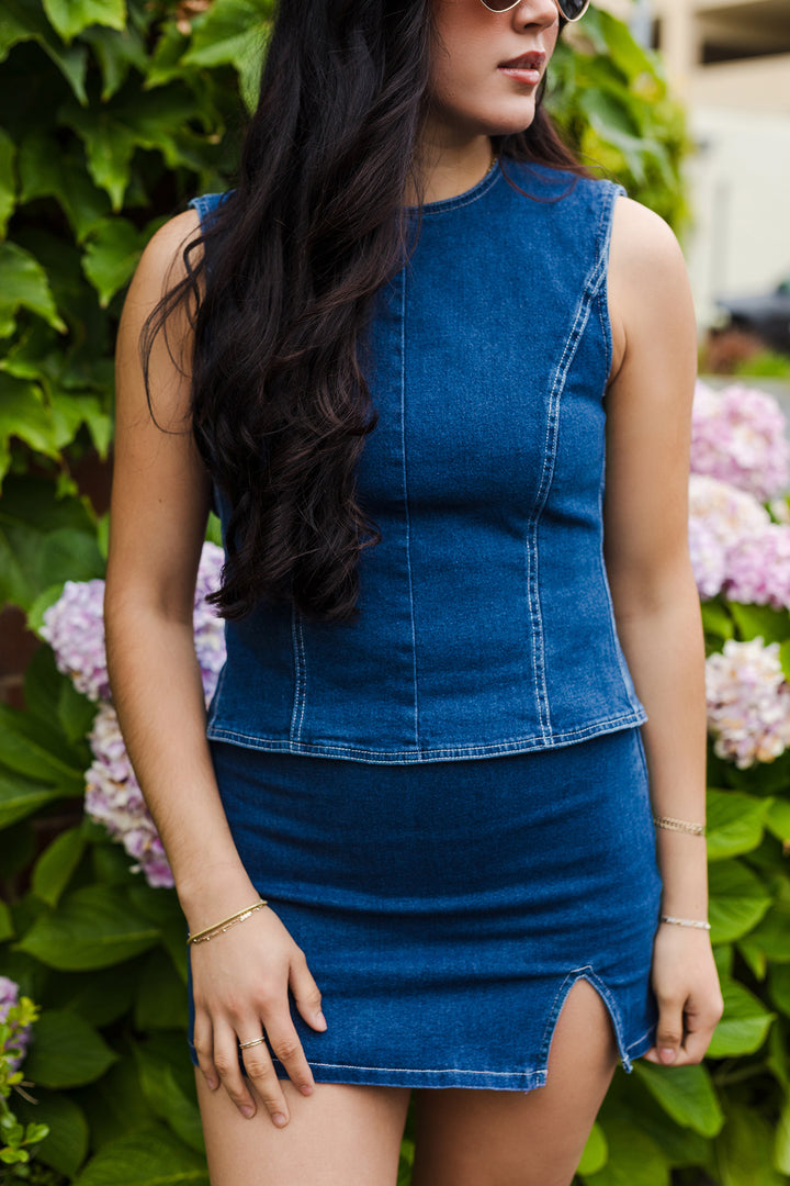The County Fair Denim Top and Skirt Set