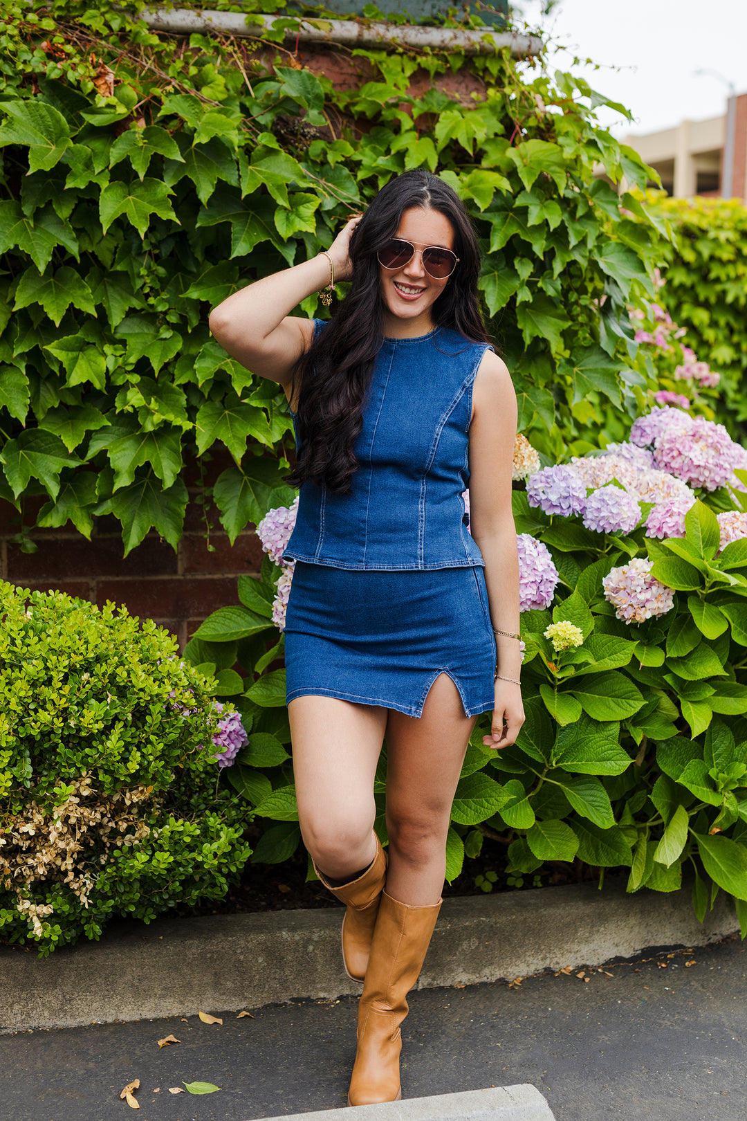 The County Fair Denim Top and Skirt Set