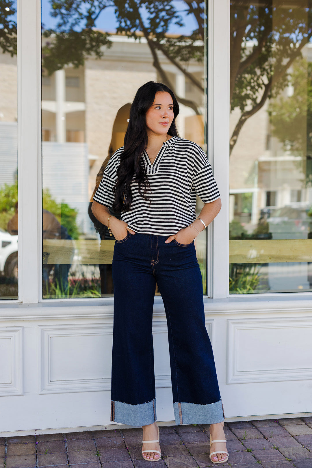 The Stripe It Right Short Sleeve Knit Top