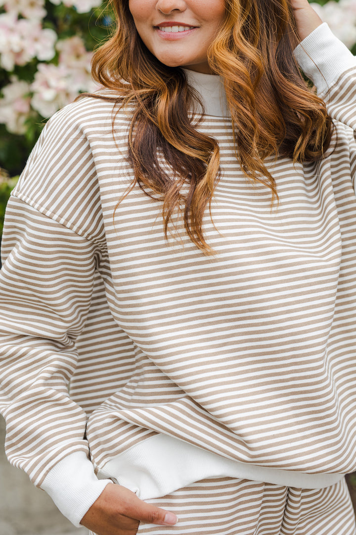 The Fireside Cozy Striped Mockneck Sweatshirt