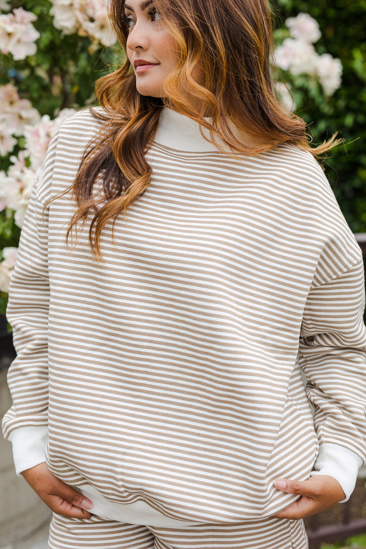 The Fireside Cozy Striped Mockneck Sweatshirt