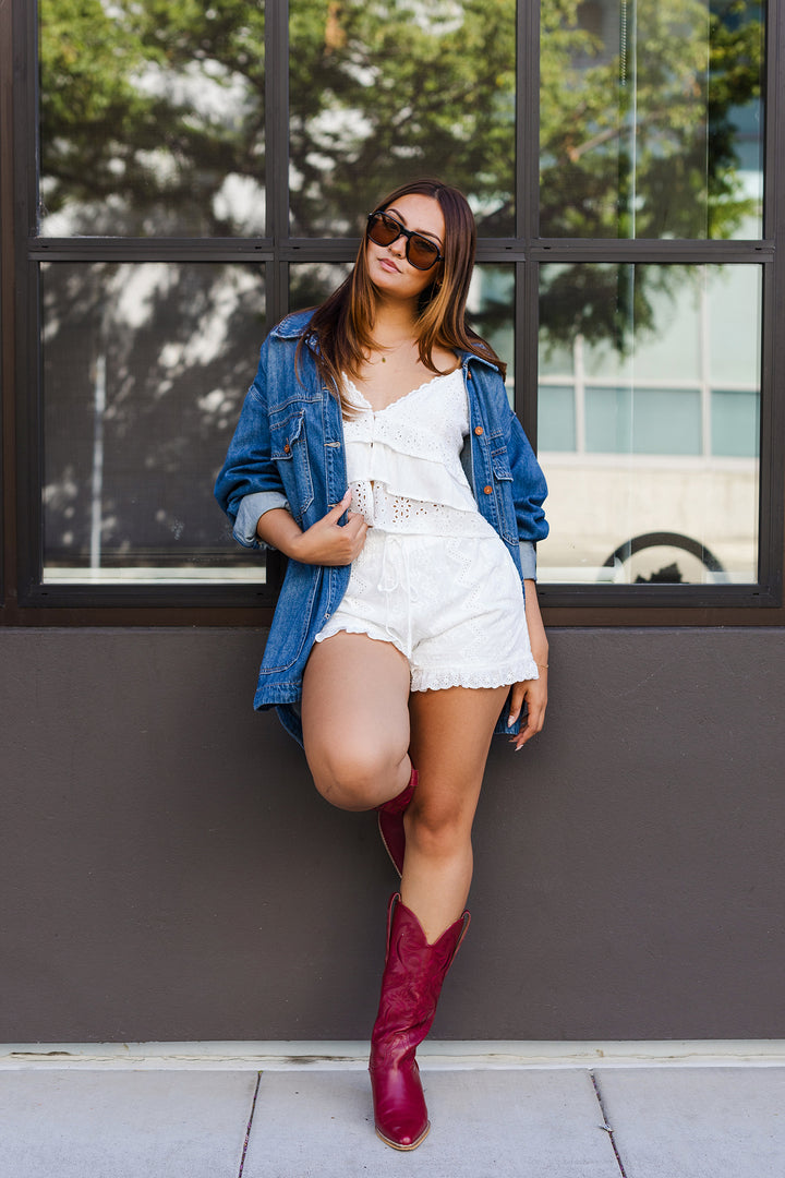 The Sandbar Embroidered Ruffle Shorts