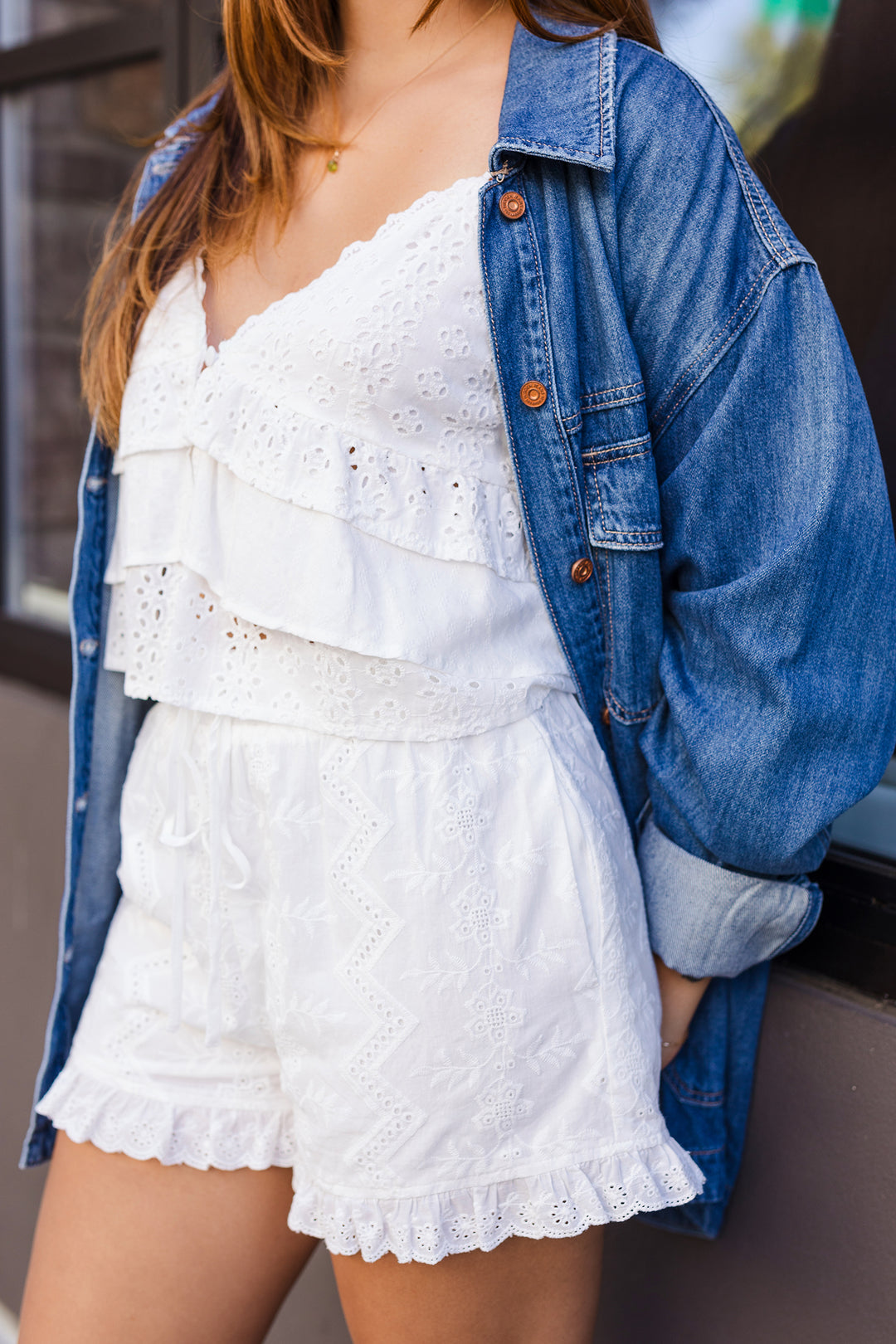 The Sandbar Embroidered Ruffle Shorts