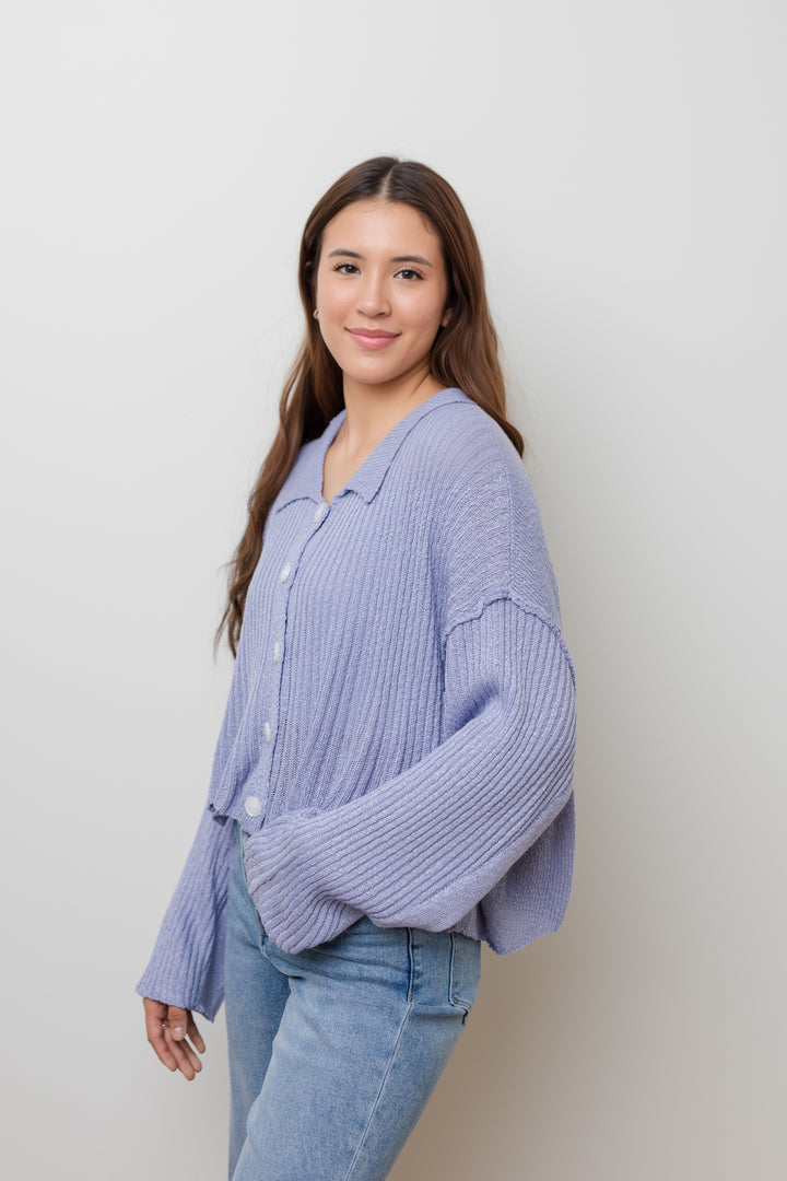 The Sweet Carolina Blue Cropped Cardigan Sweater