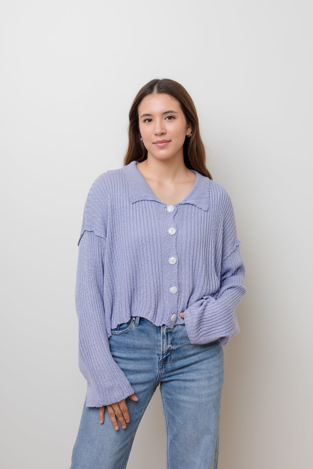 The Sweet Carolina Blue Cropped Cardigan Sweater