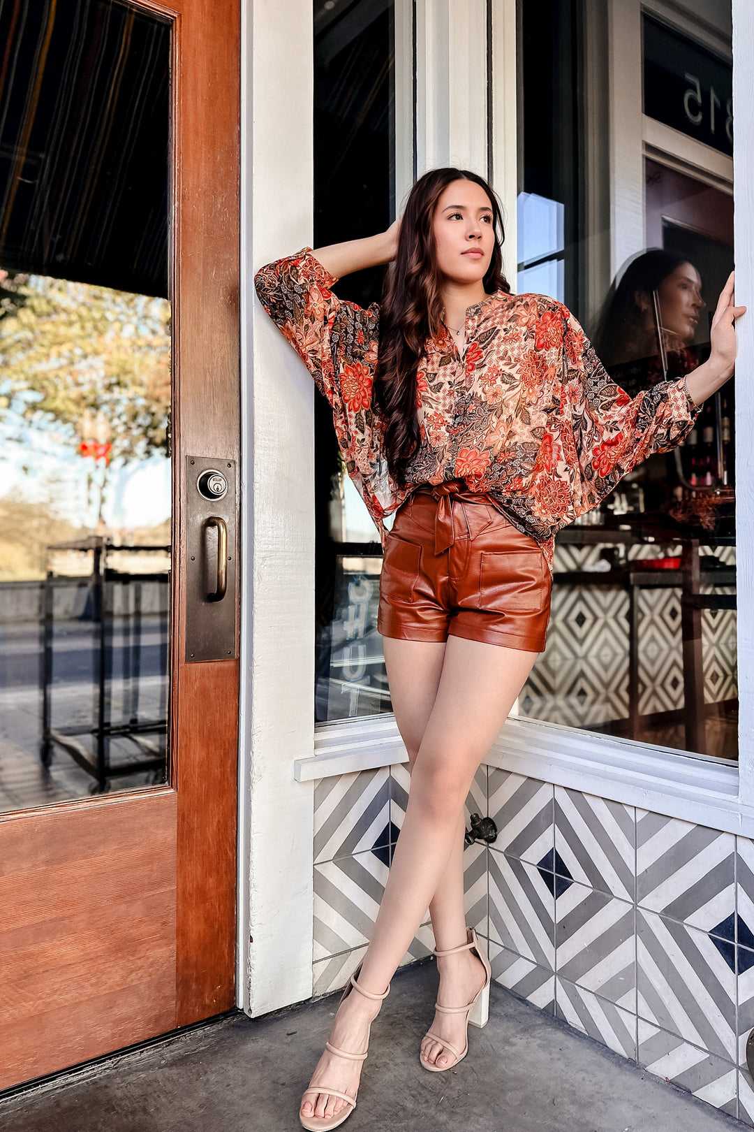 The Mika Brown Faux Leather Shorts