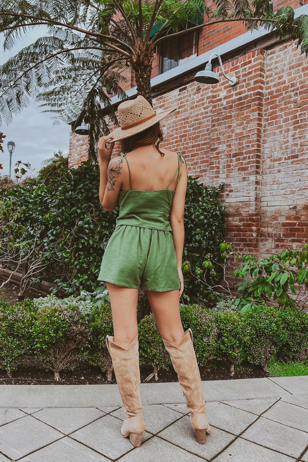 The Makes Me Happy Green Pleated Shorts