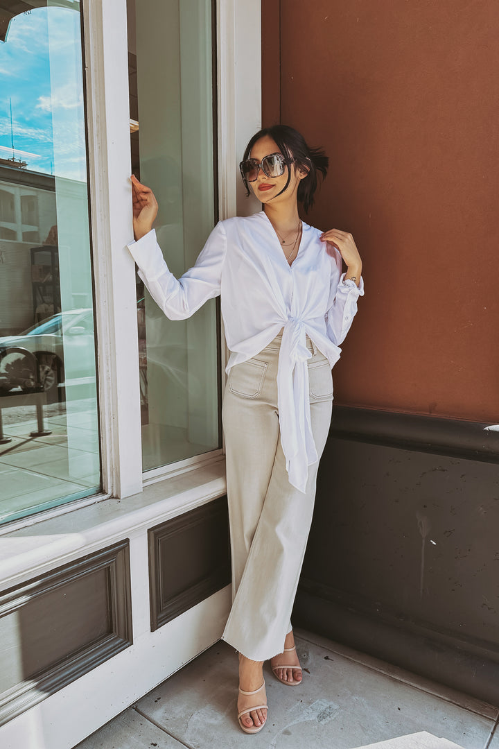 The Miss Molly Washed Beige Wide Leg Pants