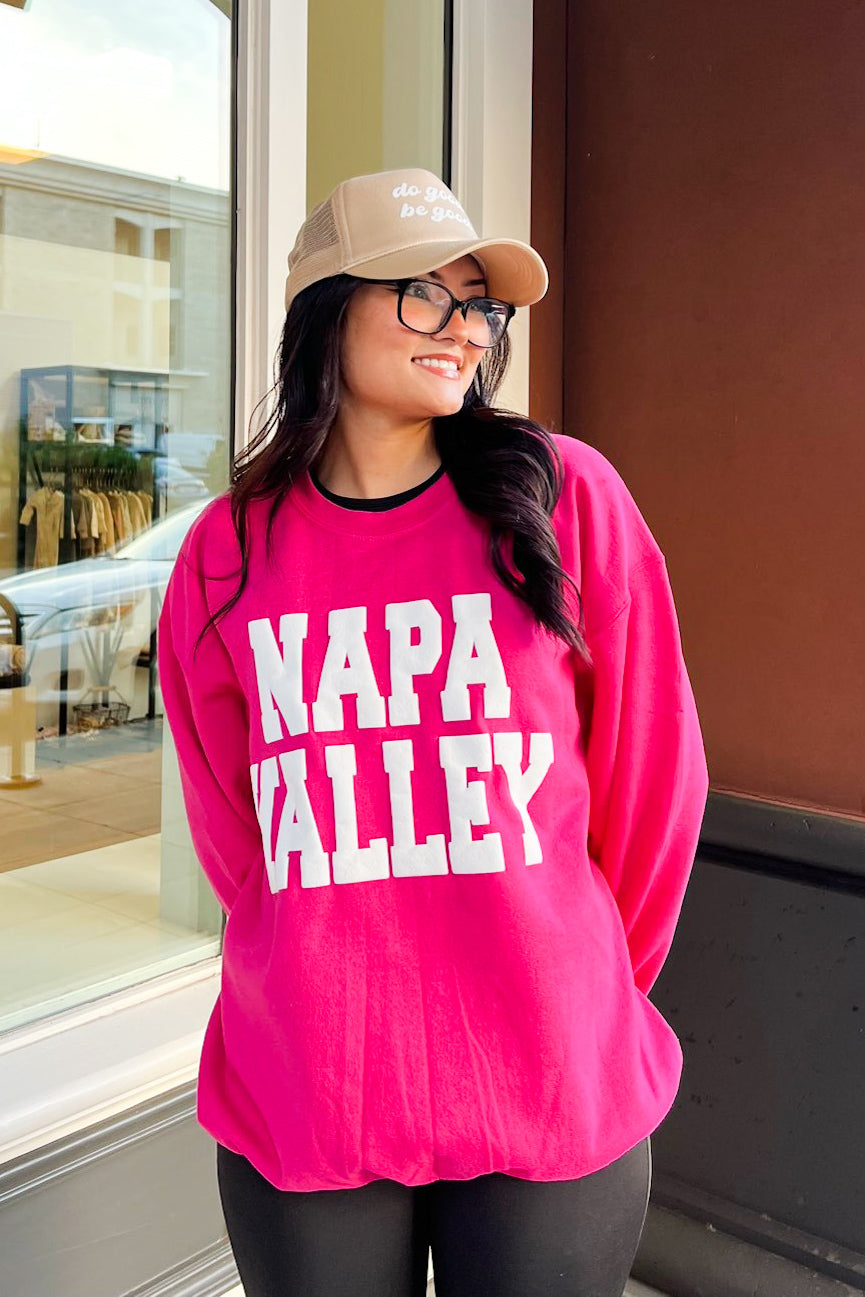 The Napa Valley Fuchsia Puff Letter Sweatshirt