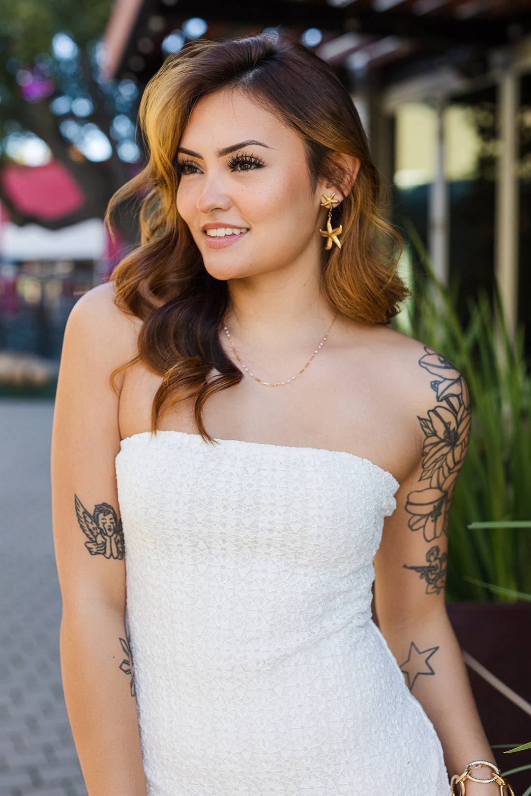 The Sayulita White Knit Strapless Midi Dress