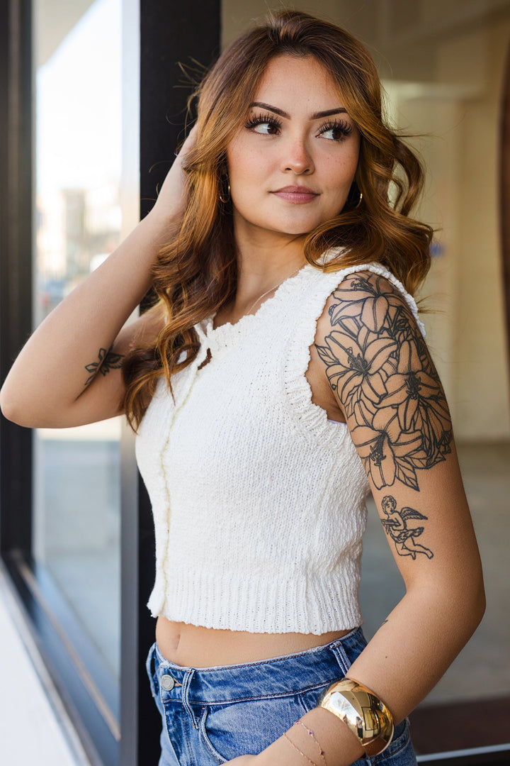 The Dana Point Cotton Button Knit Vest