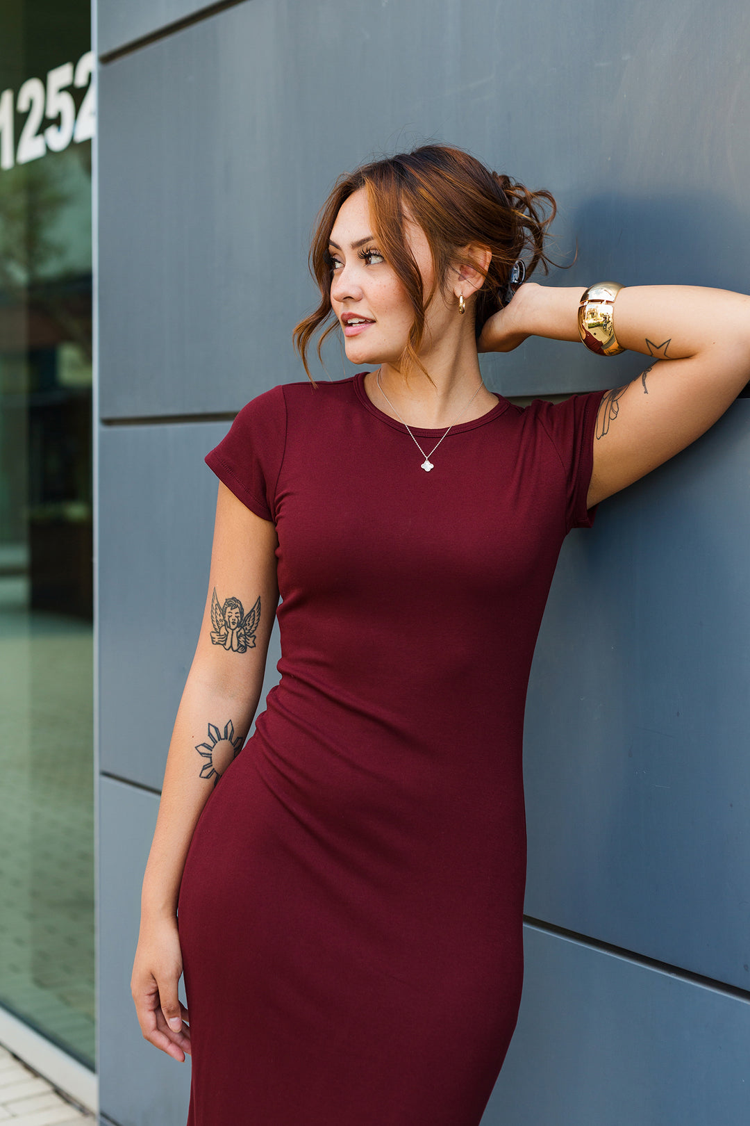 The Charlie Bodycon Midi Dress Small / Wine The Charlie Bodycon Midi Dress Small / Wine