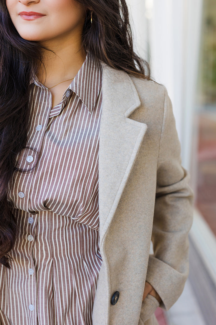 The Olivia Oatmeal Notched Lapel Coat