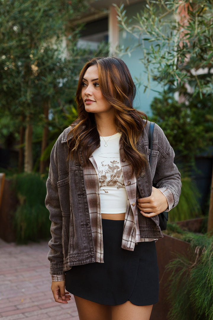 The Already Gone Back Pleated Denim Jacket