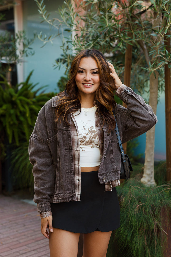 The Already Gone Back Pleated Denim Jacket