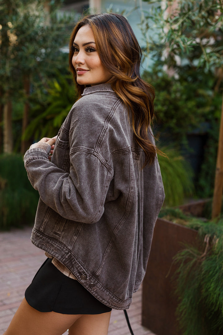 The Already Gone Back Pleated Denim Jacket