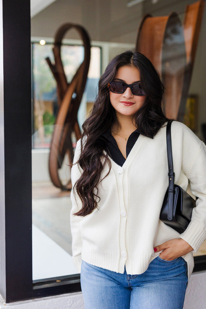 The Highs And Lows Cream Knit Cardigan Sweater