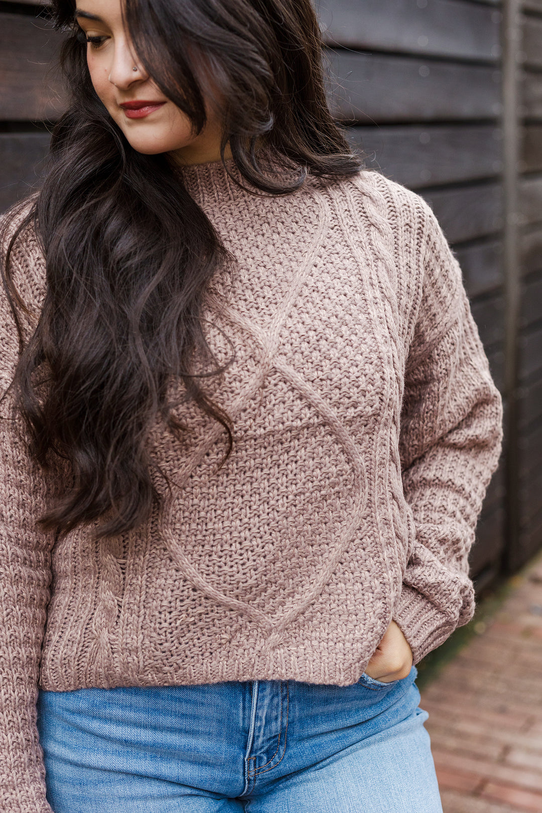 The Carson Cable Front Crop Sweater