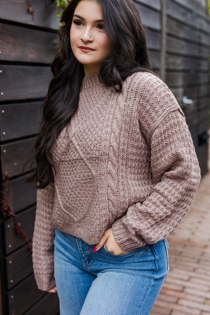The Carson Cable Front Crop Sweater