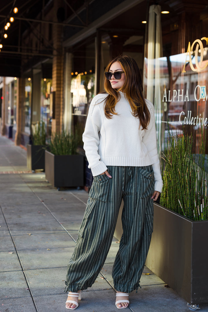 The Olive You Most Striped Drawstring Waist Pants