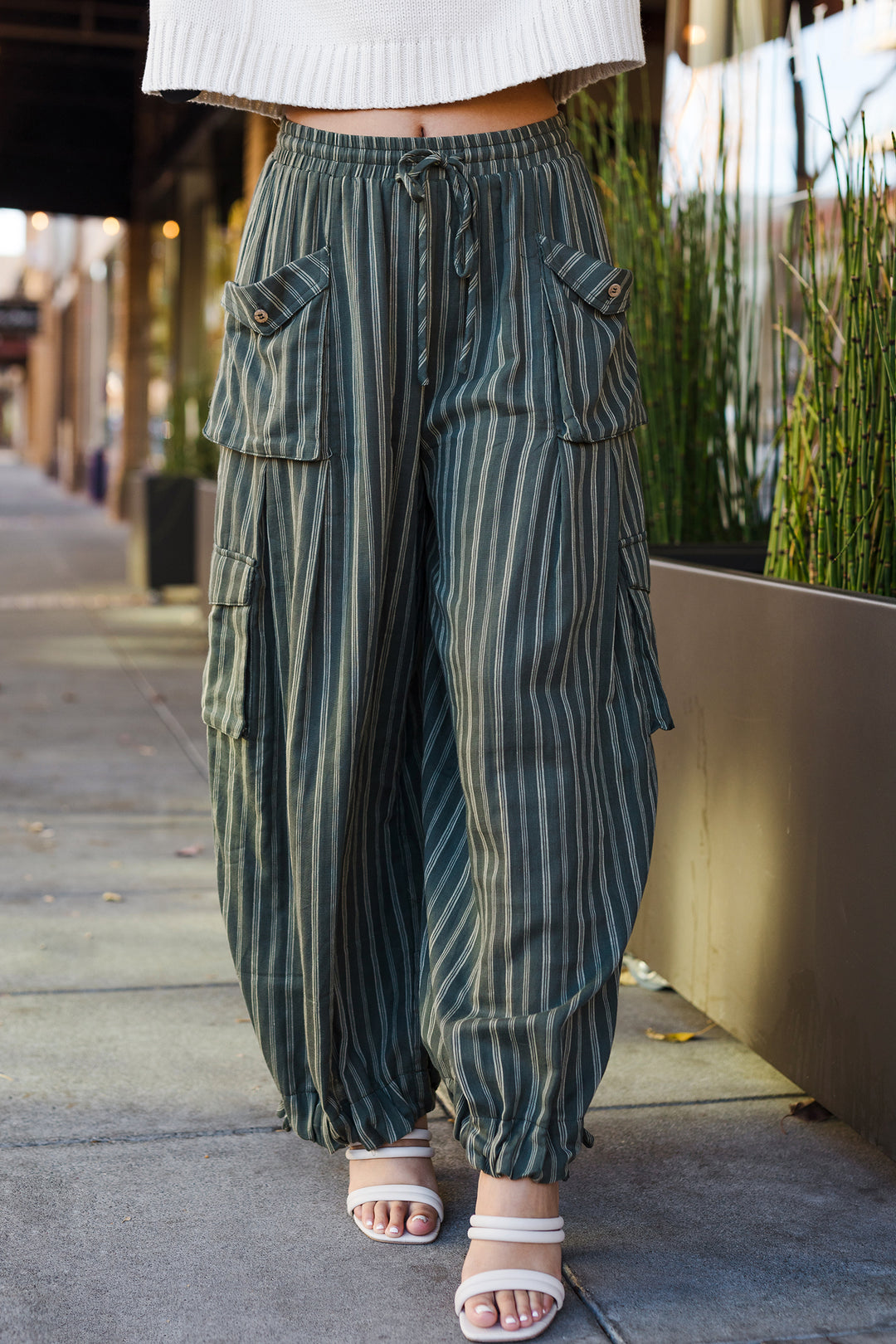 The Olive You Most Striped Drawstring Waist Pants