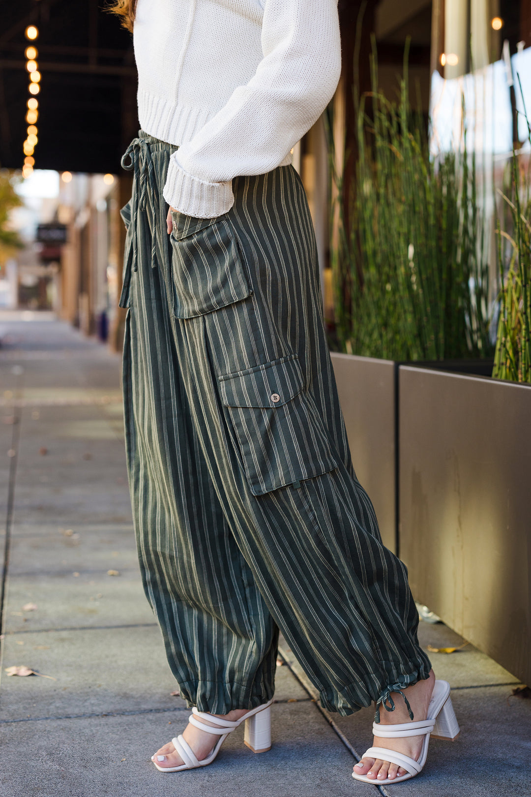 The Olive You Most Striped Drawstring Waist Pants