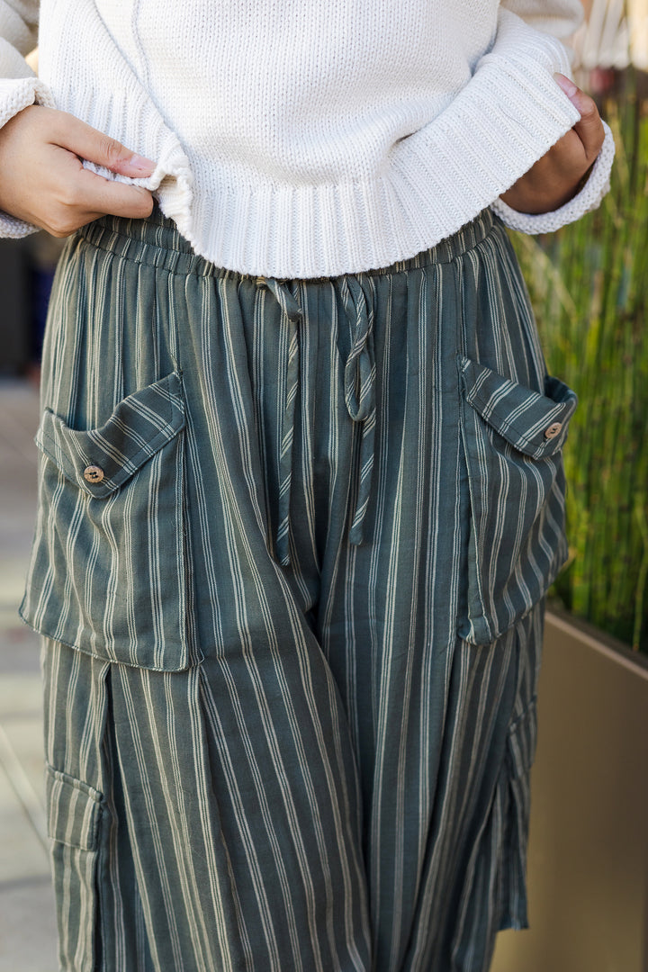 The Olive You Most Striped Drawstring Waist Pants