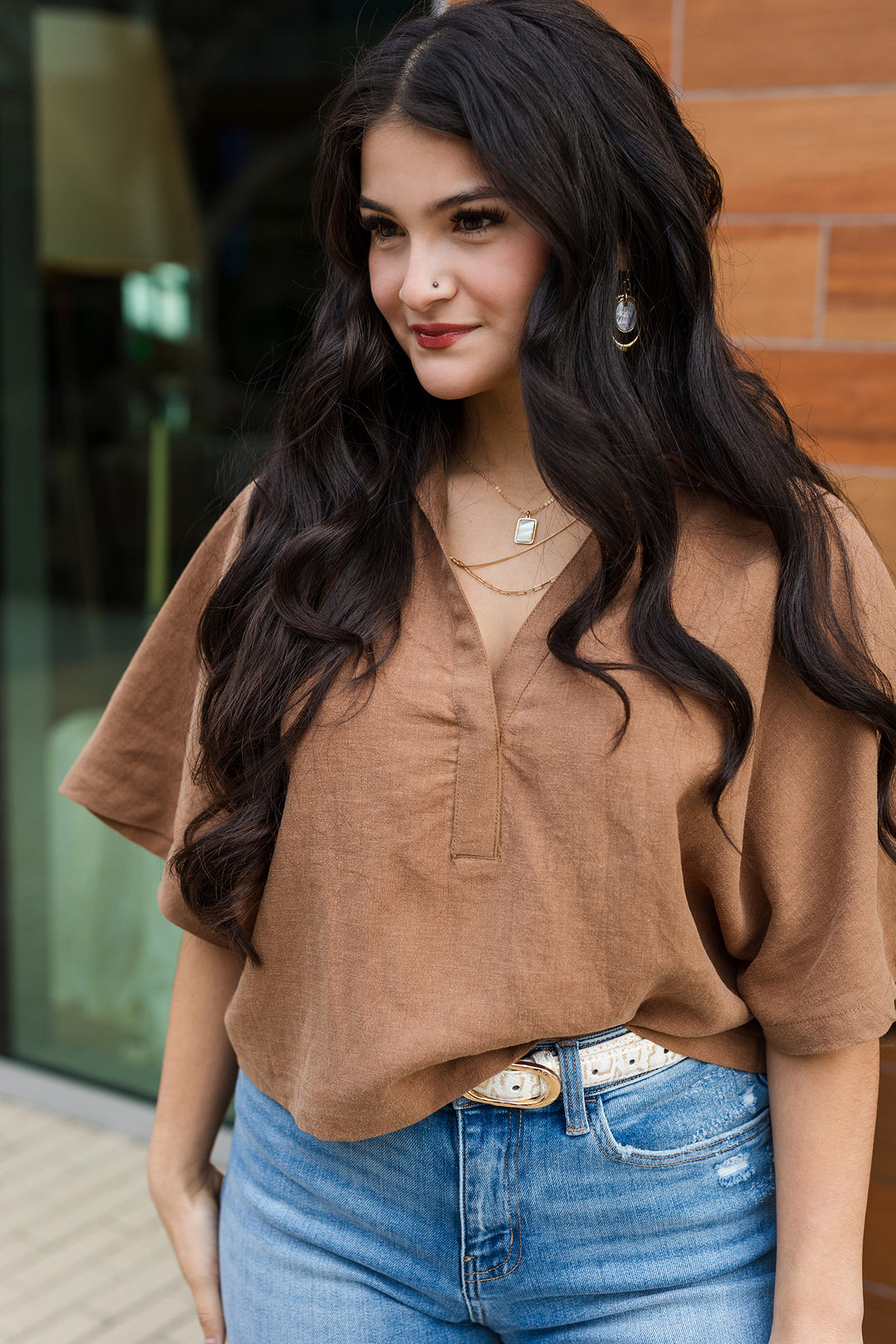 The Brighter Side Linen Collared Top