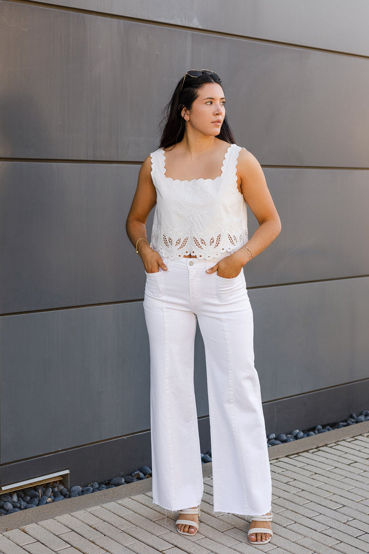 The Everyday Classic White Wide Leg Jeans