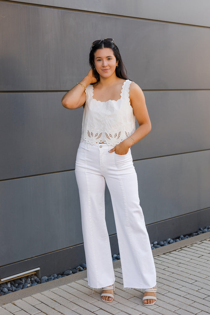 The Everyday Classic White Wide Leg Jeans