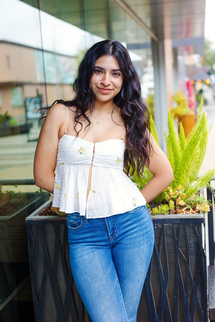 The Front Row Floral Flounce Top
